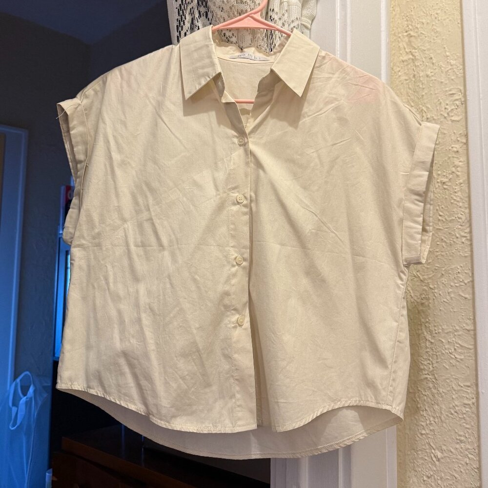 lewkin light yellow roll up sleeve oversized top